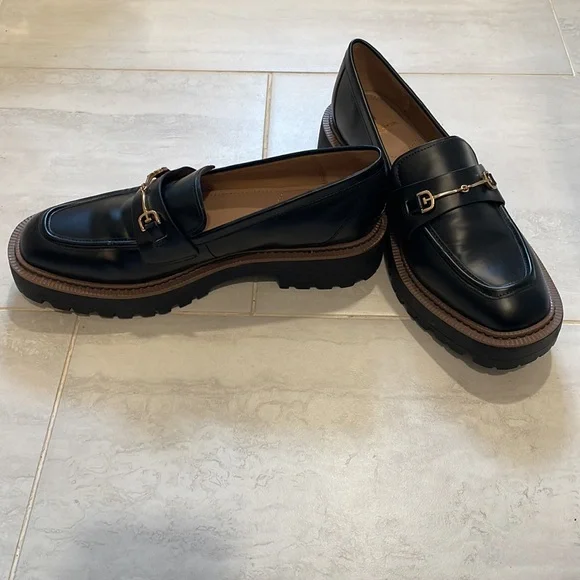 Sam Edelman Black Loafers with Gold Accents - Picture 3 of 3